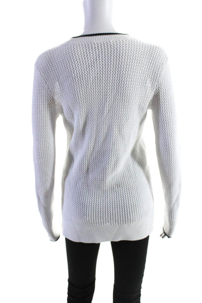 Rag & Bone Jean Women's Crochet Knit V Neck Pullover Sweater White Size XS