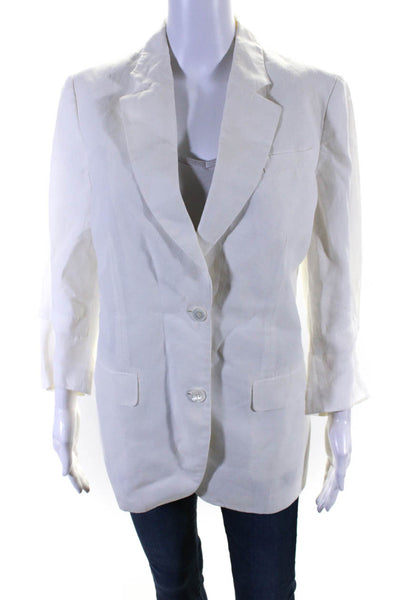 Michael Kors Collection Women's Collar Long Sleeves Line Blazer White Size 10