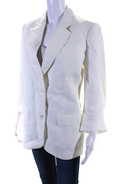 Michael Kors Collection Women's Collar Long Sleeves Line Blazer White Size 10