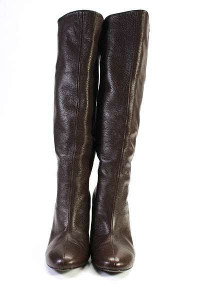 Bettye Muller Womens Leather Knee High Pull On Boots Brown Size 38.5 8.5