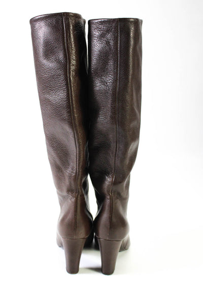 Bettye Muller Womens Leather Knee High Pull On Boots Brown Size 38.5 8.5