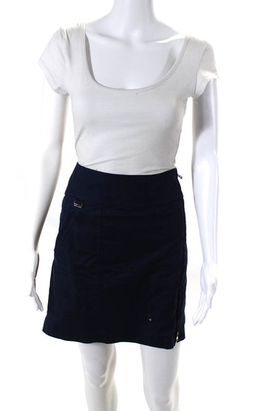 Ralph Lauren Golf Womens Knee Length Front Zip Skort Skirt Navy Blue Size 8