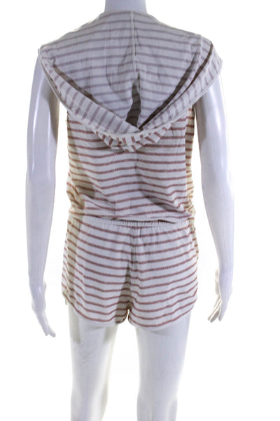 Marc By Marc Jacobs Womens Striped Hooded Snapped Buttoned Romper White Size S