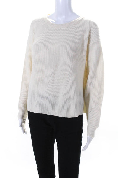 Fine Collection Women's Cashmere Wool Blend Pullover Sweater Ivory Size XS/S
