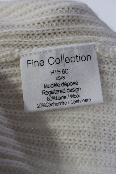Fine Collection Women's Cashmere Wool Blend Pullover Sweater Ivory Size XS/S