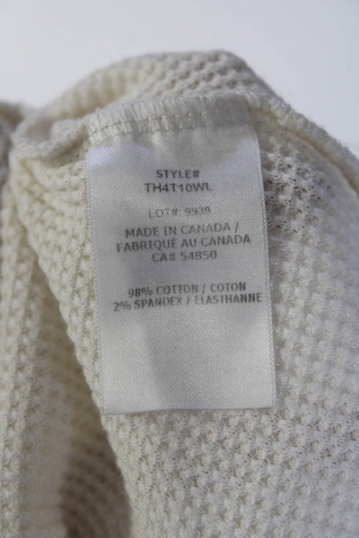 The Range Women's Cotton Waffle Knit Turtleneck Pullover Sweater Ivory Size S