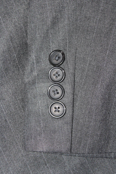 Banana Republic Mens Pinstripe V-Neck Notch Collar Two-Button Suit Gray Size 46R