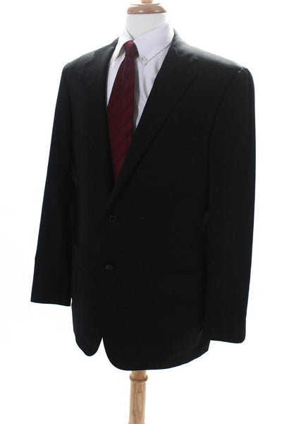 Hickey Freeman for Nordstrom Mens V-Neck Two Button Suit Jacket Black Size 44L