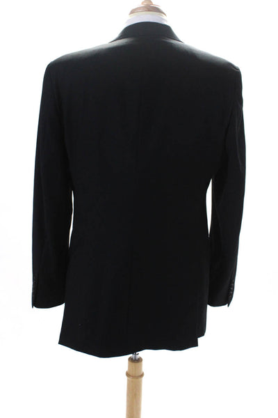 Hickey Freeman for Nordstrom Mens V-Neck Two Button Suit Jacket Black Size 44L