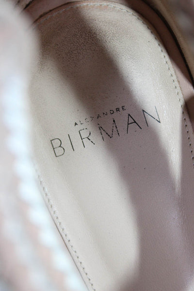 Alexandre Birman Womens Braided Leather Strappy Zipper Sandals Tan White Size 11