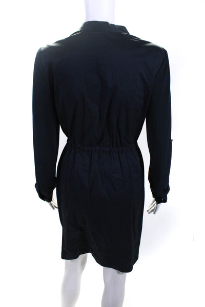 T Tahari Womens Long Sleeve Front Zip Drawstring Anorak Dress Navy Size Small