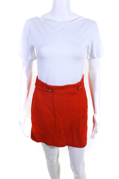 Max & Co Womens Woven Paneled Side Zip Short Lined A-Line Skirt Orange Size XS