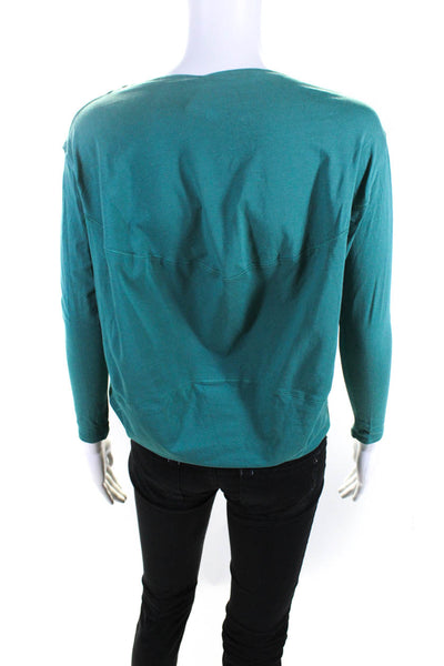 Lululemon Womens Cotton Jersey Knit Long Sleeve Shirt Top Turquoise Blue Size 0