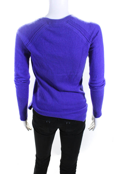 Max & Co Womens Cashmere Long Sleeve Button Hem V-Neck Sweater Top Purple Size S