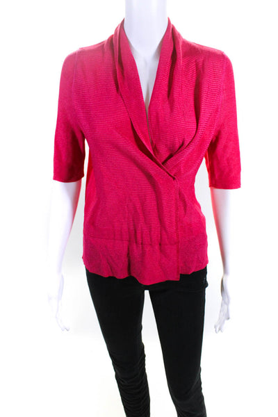 Armani Collezioni Womens Knit Short Sleeve Cowl Neck Cape Cardigan Pink Size S