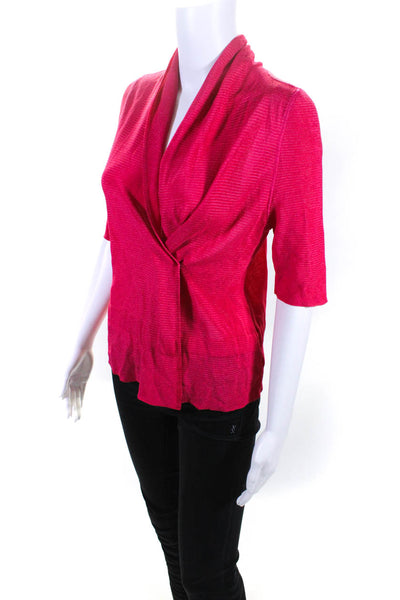 Armani Collezioni Womens Knit Short Sleeve Cowl Neck Cape Cardigan Pink Size S