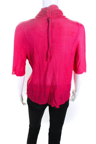 Armani Collezioni Womens Knit Short Sleeve Cowl Neck Cape Cardigan Pink Size S