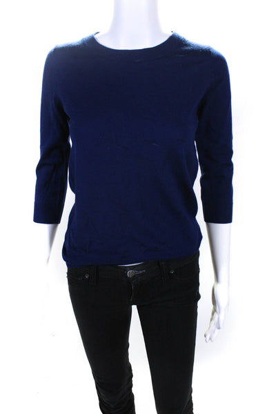 J Crew Women's Merino Wool Long Sleeve Knit Top Blue Size XS