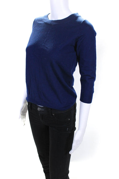 J Crew Women's Merino Wool Long Sleeve Knit Top Blue Size XS