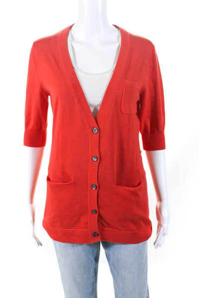 Trina Turk Womens Cotton Knit Tie-Front 3/4 Sleeve Cardigan Sweater Red Size M