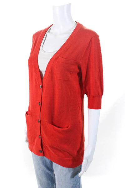 Trina Turk Womens Cotton Knit Tie-Front 3/4 Sleeve Cardigan Sweater Red Size M