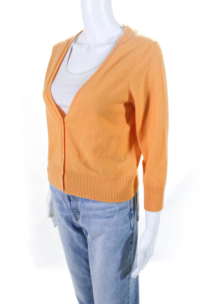 Pure Collection Womens Cashmere Buttoned Ribbed Hem Cardigan Orange Size 6