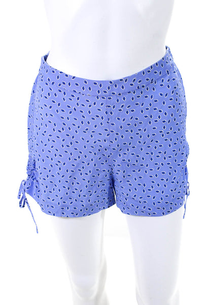 Intermix Womens Elastic Waist Printed Silk Shorts Light Blue Size Petite
