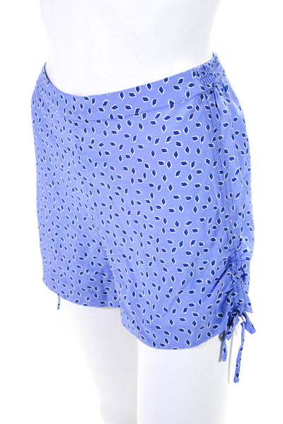 Intermix Womens Elastic Waist Printed Silk Shorts Light Blue Size Petite