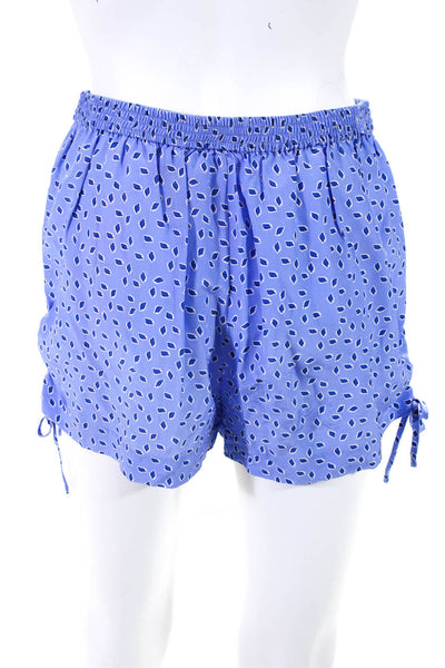 Intermix Womens Elastic Waist Printed Silk Shorts Light Blue Size Petite