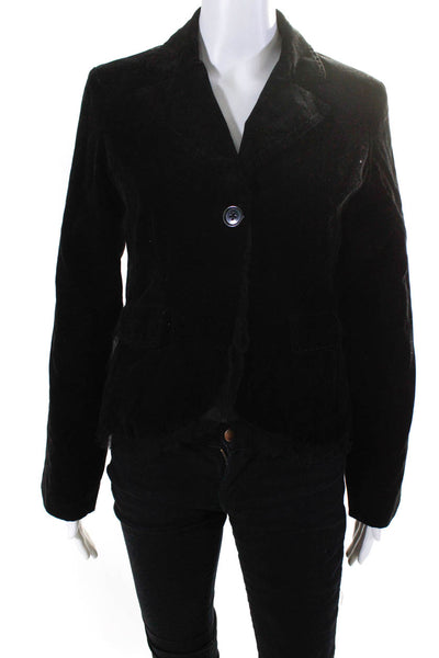 Odille Anthropologie Womens Velvet Notched Collar Blazer Jacket Black Size 6