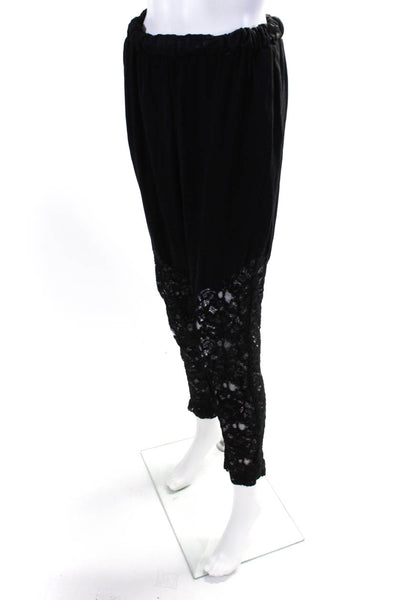 Alexis Womens Elastic Waist High Rise Lace Skinny Pants Black Size Medium