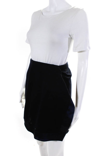 Donna Karan Womens Satin Border Knit Wrap Mini Skirt Navy Blue Size 6