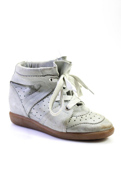 Isabel Marant Womens Suede High Top Lace Up Sneakers Gray Size 38 8