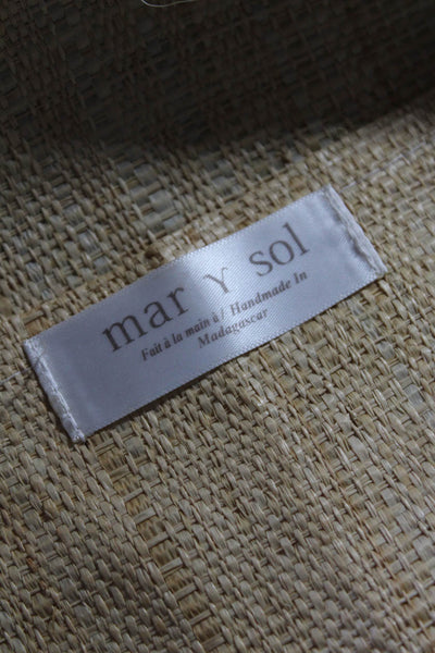 mar Y sol Womens Natural Brown Woven Straw Striped Tassel Tote Bag Handbag