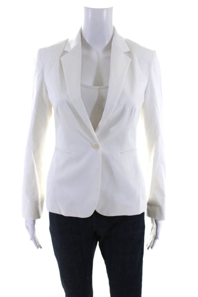 Max Mara Women's Fully Lined One Button Cotton Blazer Jacket White Size 2