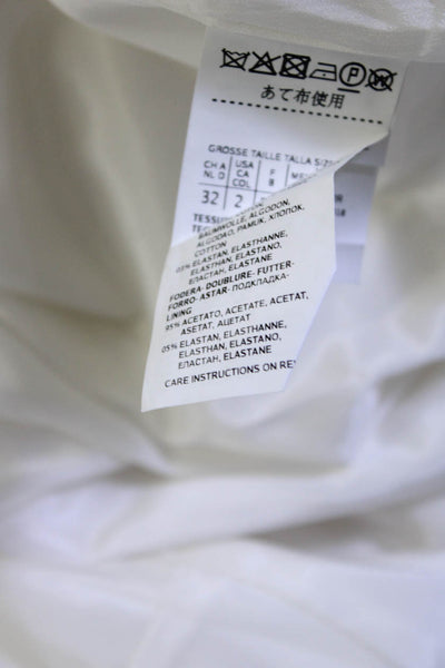 Max Mara Women's Fully Lined One Button Cotton Blazer Jacket White Size 2