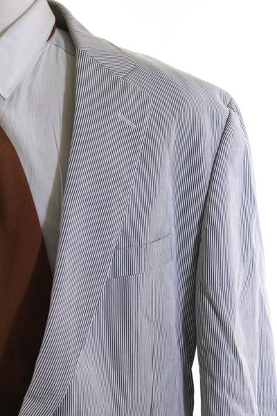 346 Brooks Brothers Men's Regent Fit Striped Cotton Blazer White Gray Size 46L