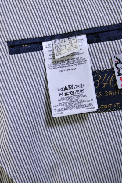 346 Brooks Brothers Men's Regent Fit Striped Cotton Blazer White Gray Size 46L