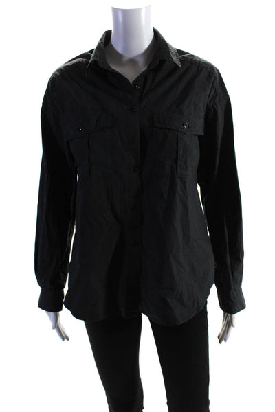 Alex Mill Womens Long Sleeves Button Down Shirt Black Cotton Size Small