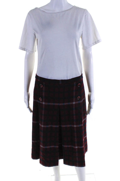 Wom&Now Womens Plaid Pleated A Line Skirt Red Blue Size EUR 42