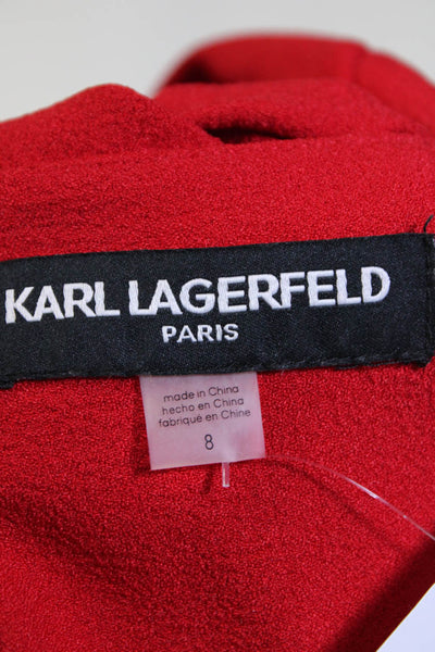 Karl Lagerfeld Womens Round Neck Balloon Sleeve Knee Length Dress Red Size 8