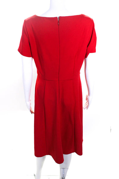 Donna Morgan Womens Square Neck Short Sleeve Zip Closure Midi Dress Red Size 10
