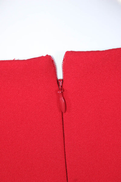 Donna Morgan Womens Square Neck Short Sleeve Zip Closure Midi Dress Red Size 10
