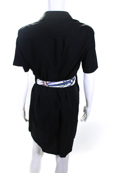 Love Moschino Womens Cotton Short Sleeve Scarf Belted Shirt Dress Black Size 6