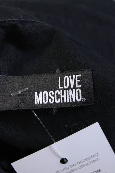 Love Moschino Womens Cotton Short Sleeve Scarf Belted Shirt Dress Black Size 6