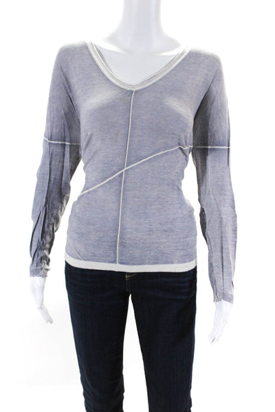 Kokun Women's Cashmere Bamboo Lightweight V Neck Pullover Sweater Gray Size M/L