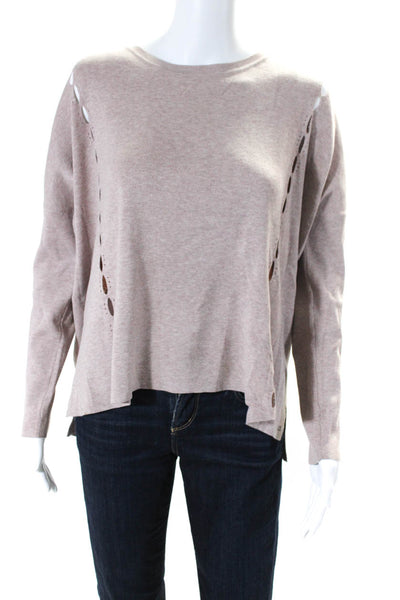 One Grey Day Women's Long Sleeve Cut Out Pullover Sweater Pink Size L