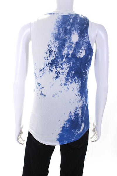 Sundek Mens Cotton Ombre Print Round Neck Sleeveless Tank Top White Blue Size S