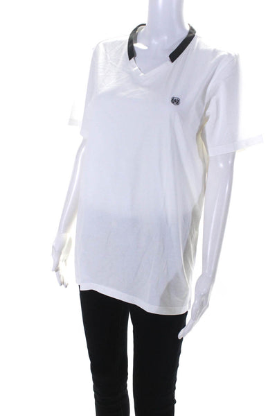 Sport The Kooples Womens Cotton Short Sleeve V-Neck T-Shirt Top White Size M