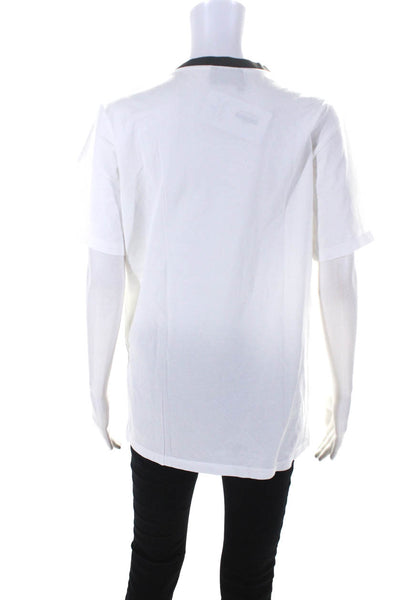 Sport The Kooples Womens Cotton Short Sleeve V-Neck T-Shirt Top White Size M